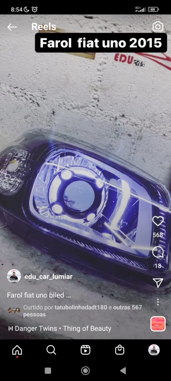 Farol FIAT UNO BILED e DRL Porche
