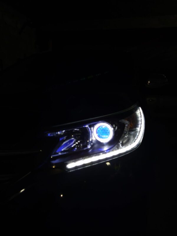 Farol Honda CRV projetor biled com angel barra drl e led 30000lm no alto