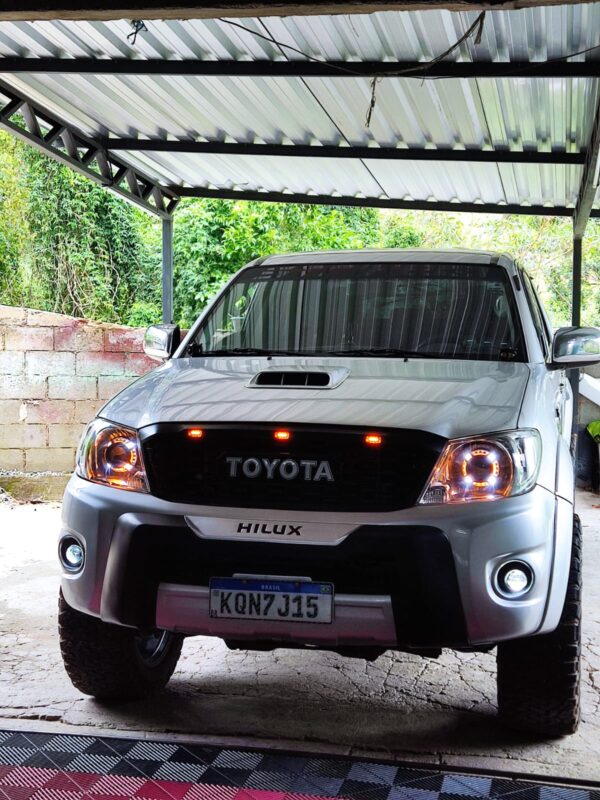 Farol Toyota HIlux Biled com DRL porche e angel ambar