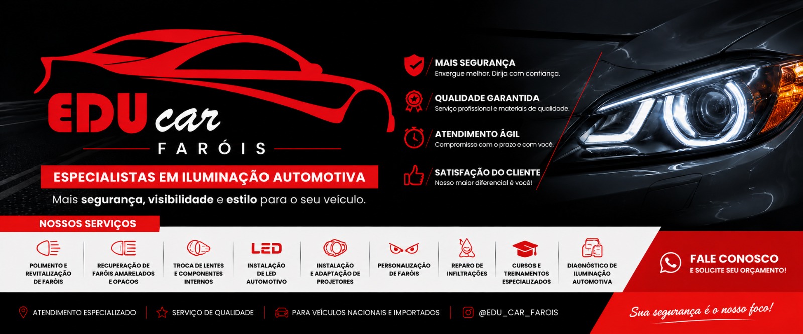 Edu Car Faróis: especialistas e serviços de iluminação automotiva